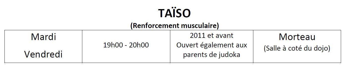 Horaires taiso