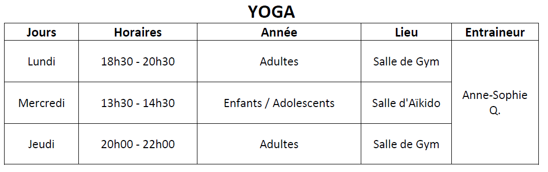 Heures yoga